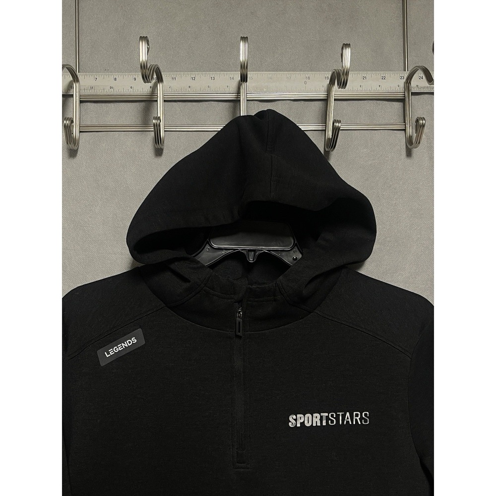 Legends Hoodie‎ Men L Blk Hawthorne Tech 1/4 Zip Sport Stars Pullover Curved Hem